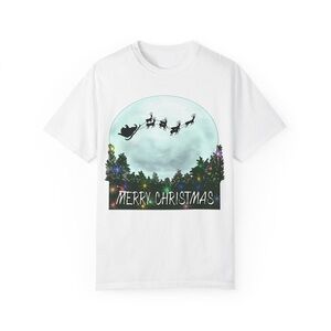 Vrolijk Kerstfeest, Uniseks Kledingstukgeverfd T-shirt, Vakantie-T-shirt